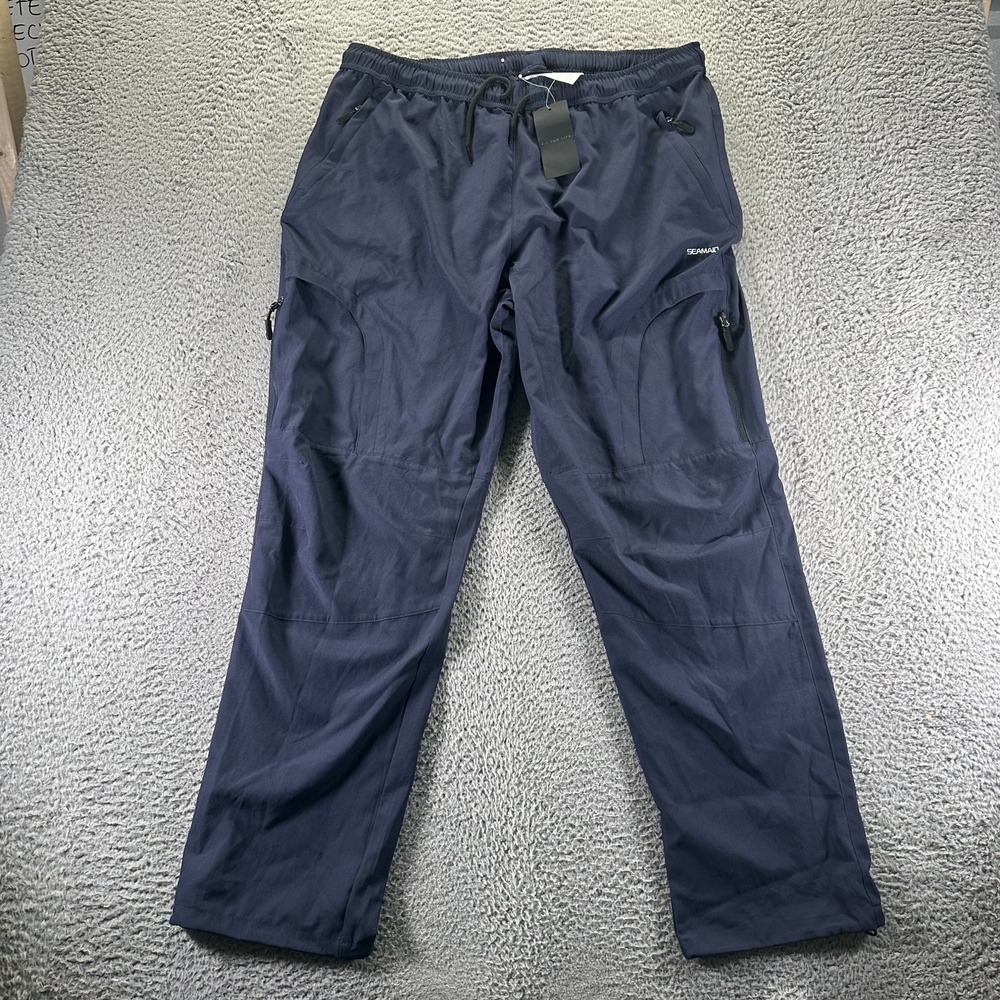 Seamaid Pant Womens 36x31 Blue Polyester Cargo Straight‎ Leg Workwear Stretch